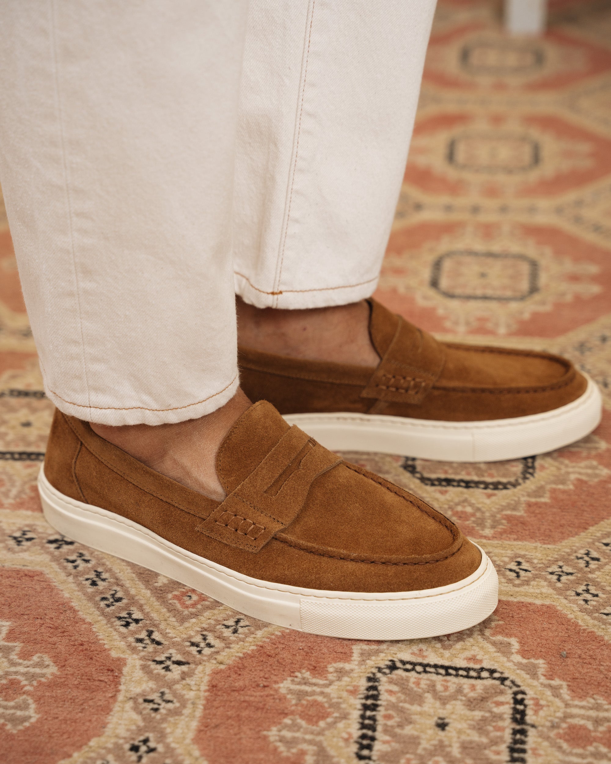 Vellano Marlewyn Suede Loafers in Tobacco Brown