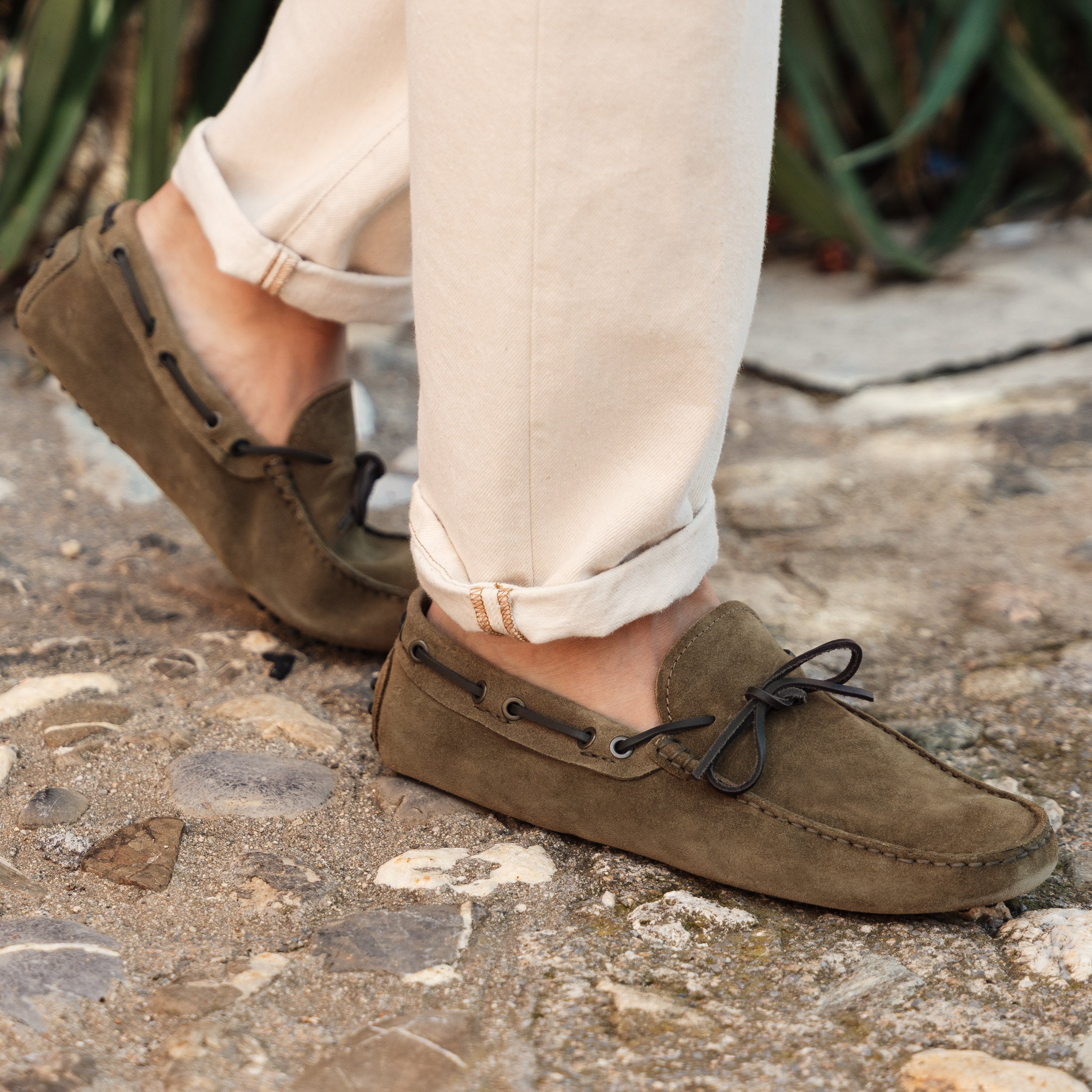 Vellano Eldwynd Waterproof Suede Moccasins in Beige
