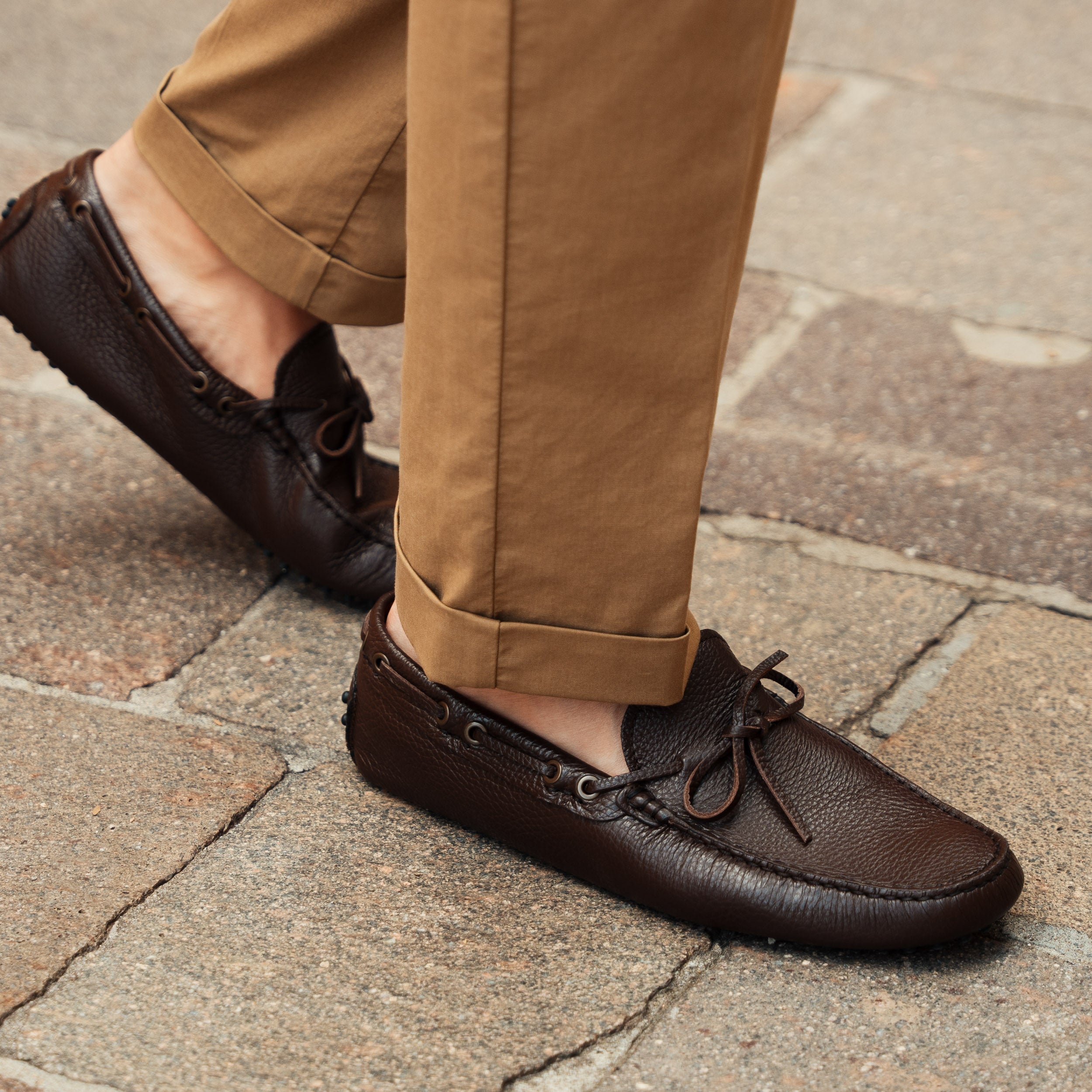Vellano Eldwynd Tumbled Leather Moccasins in Vintage Dark Brown