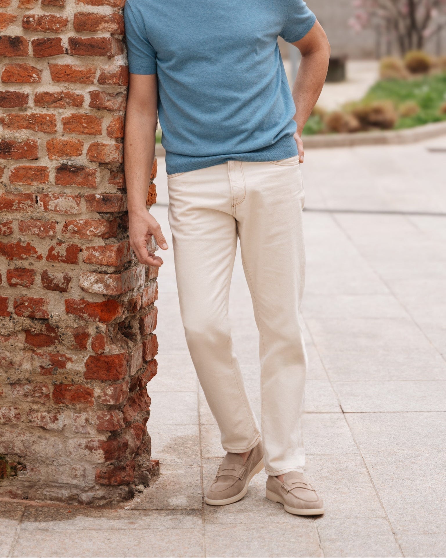 Vellano Ashmere Suede Loafers in Beige
