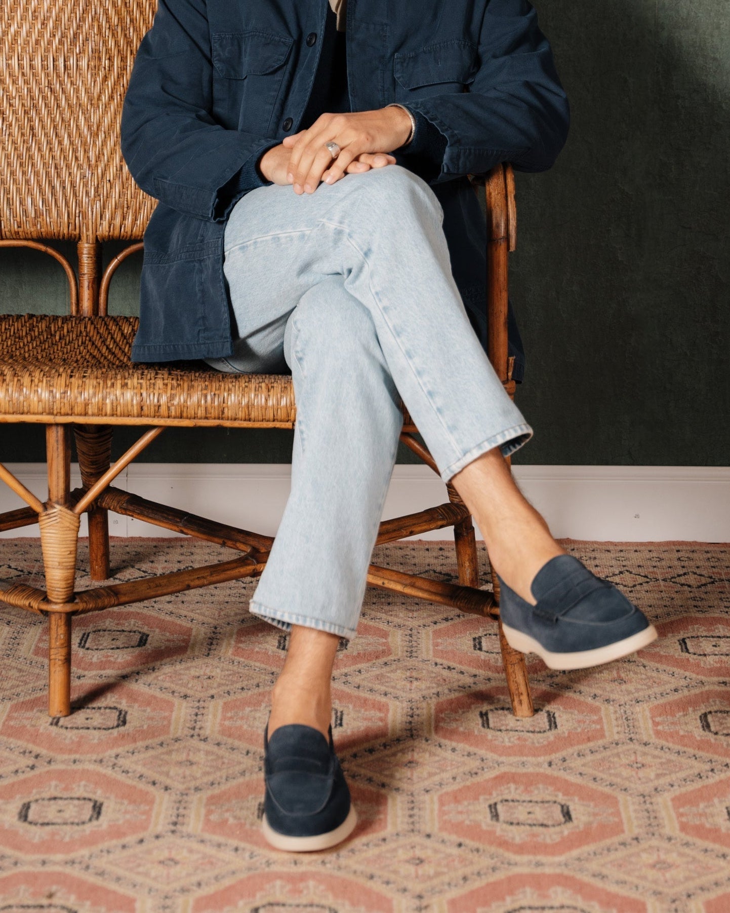Vellano Ashmere Suede Loafers in Blue