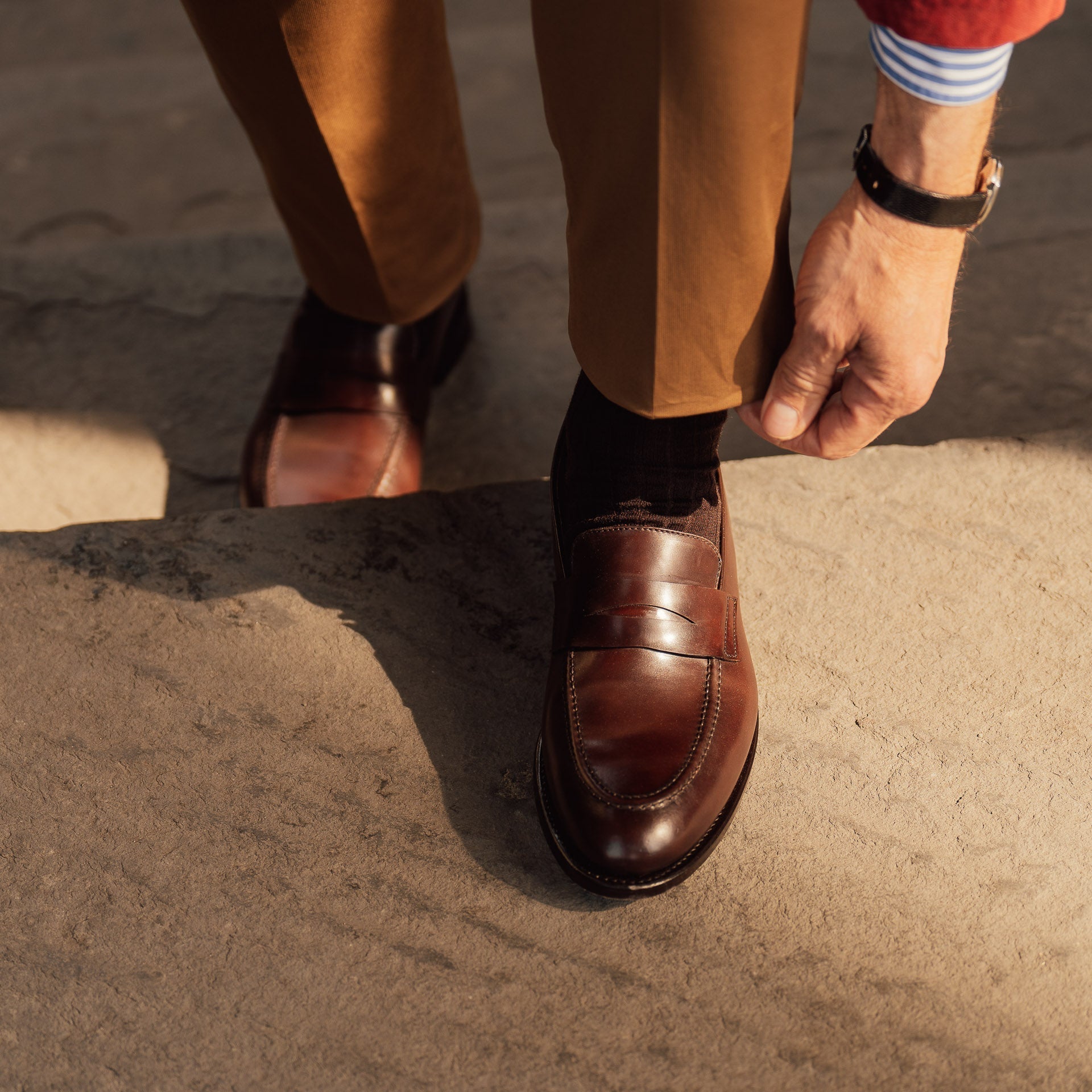 Vellano Eldwyne Dark Brown Cordovan Tapered Loafers
