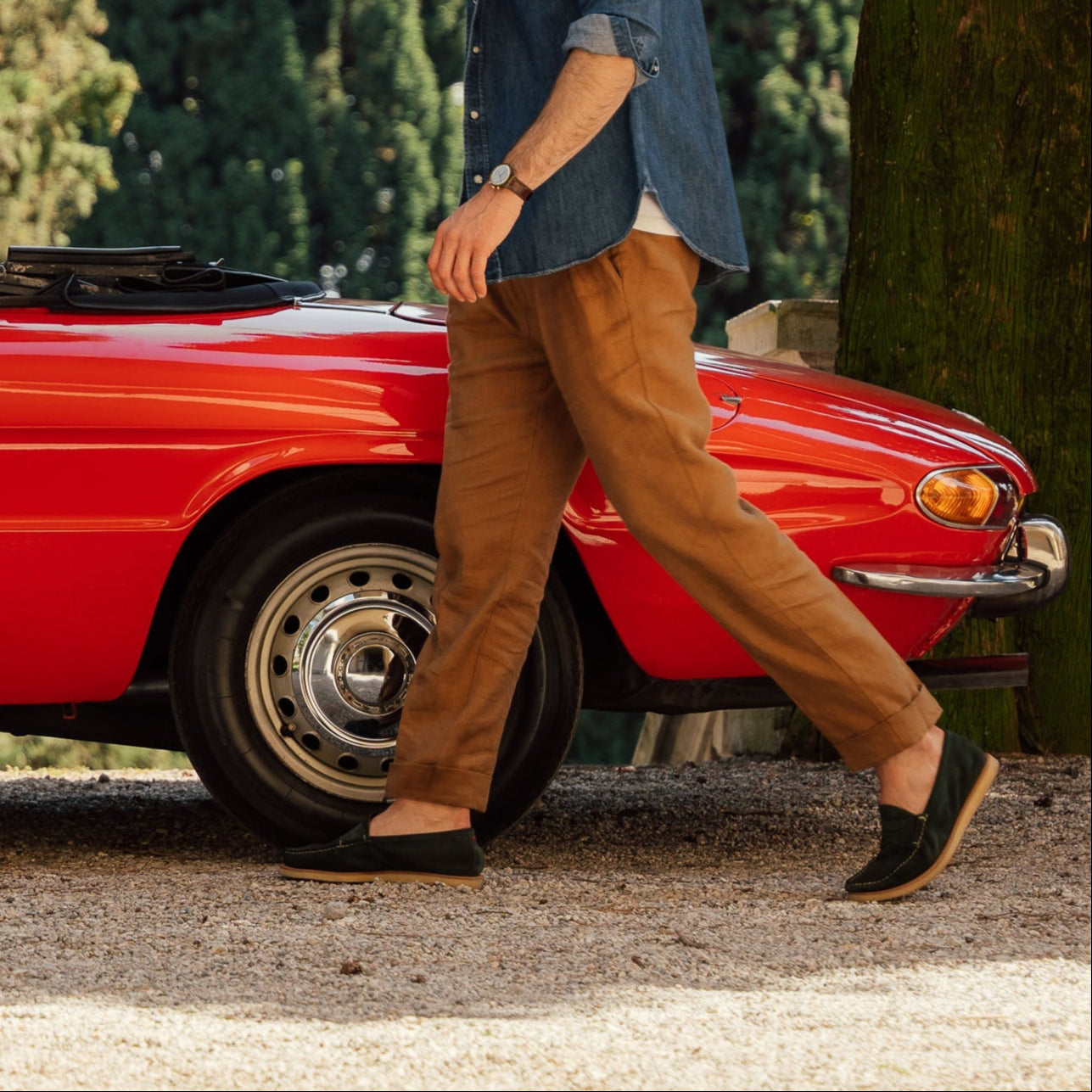 Vellano Green Suede Penny Loafers