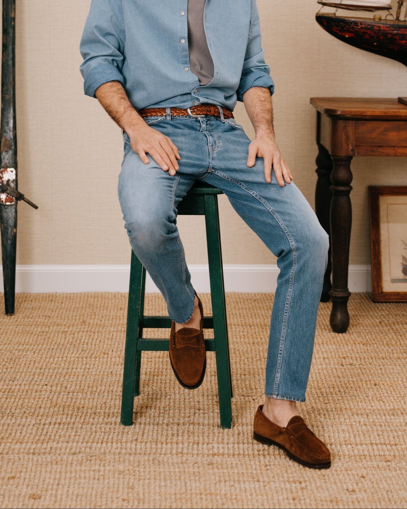 Vellano Tobacco Suede Penny Loafers