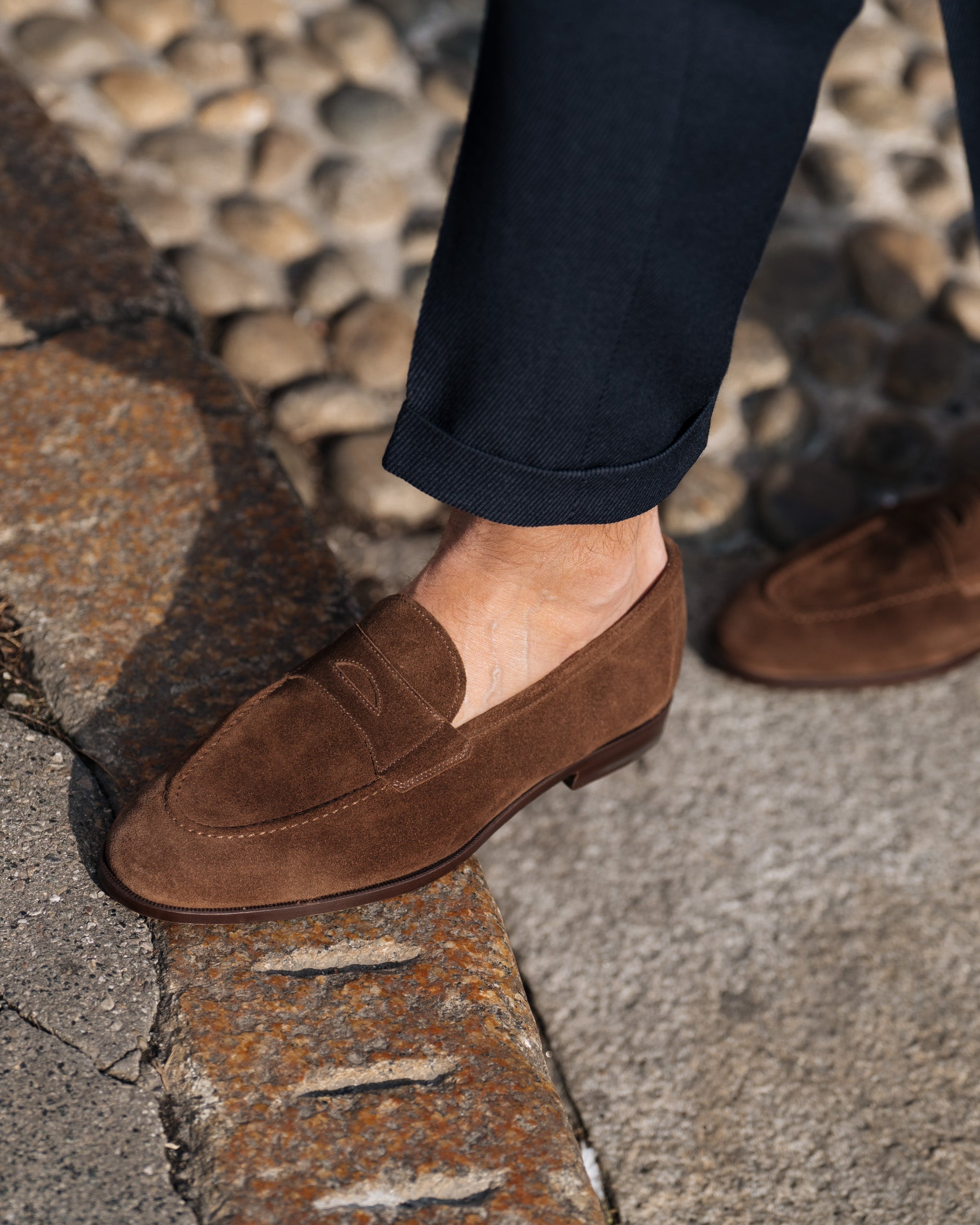 Vellano Pattee Dark Brown Suede Loafers