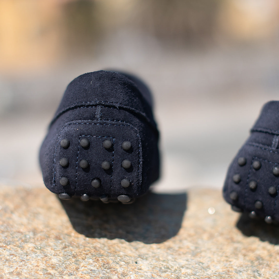 Vellano Eldwynd Penny Moccasins in Dark Blue Suede