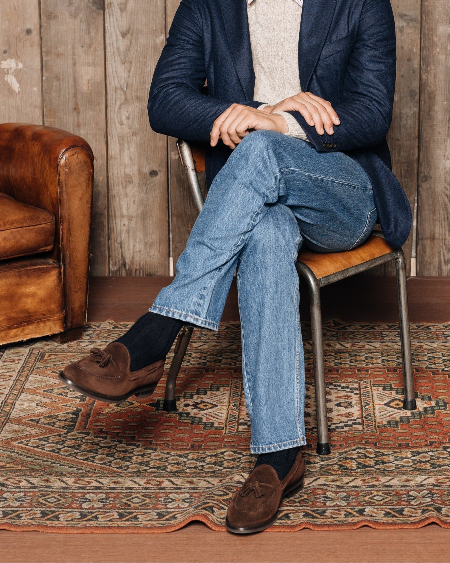 Vellano Halverton Dark Brown Greased Suede Tassel Loafers