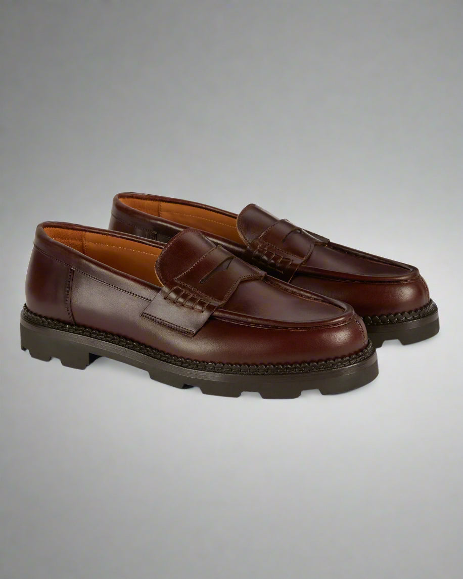 Vellano Stonewyld Lug Sole Penny Loafers Dark Brown