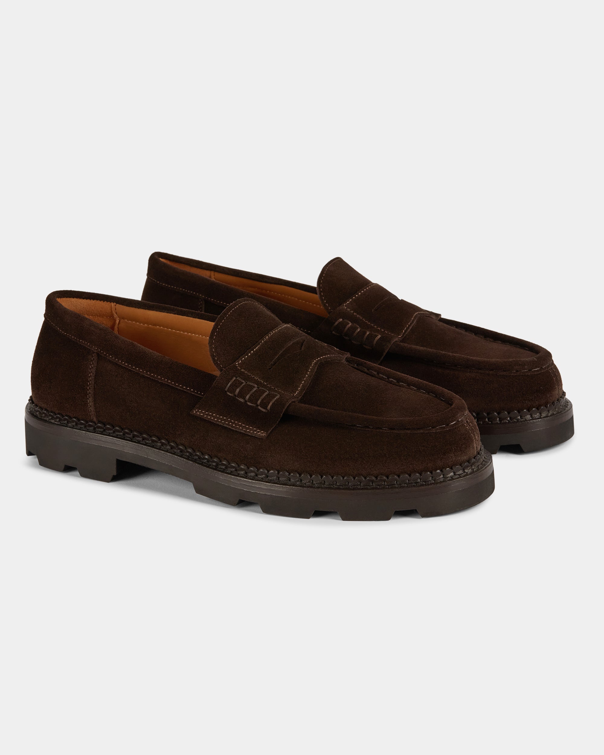 Vellano Ashmere Suede Penny Loafers Dark Brown