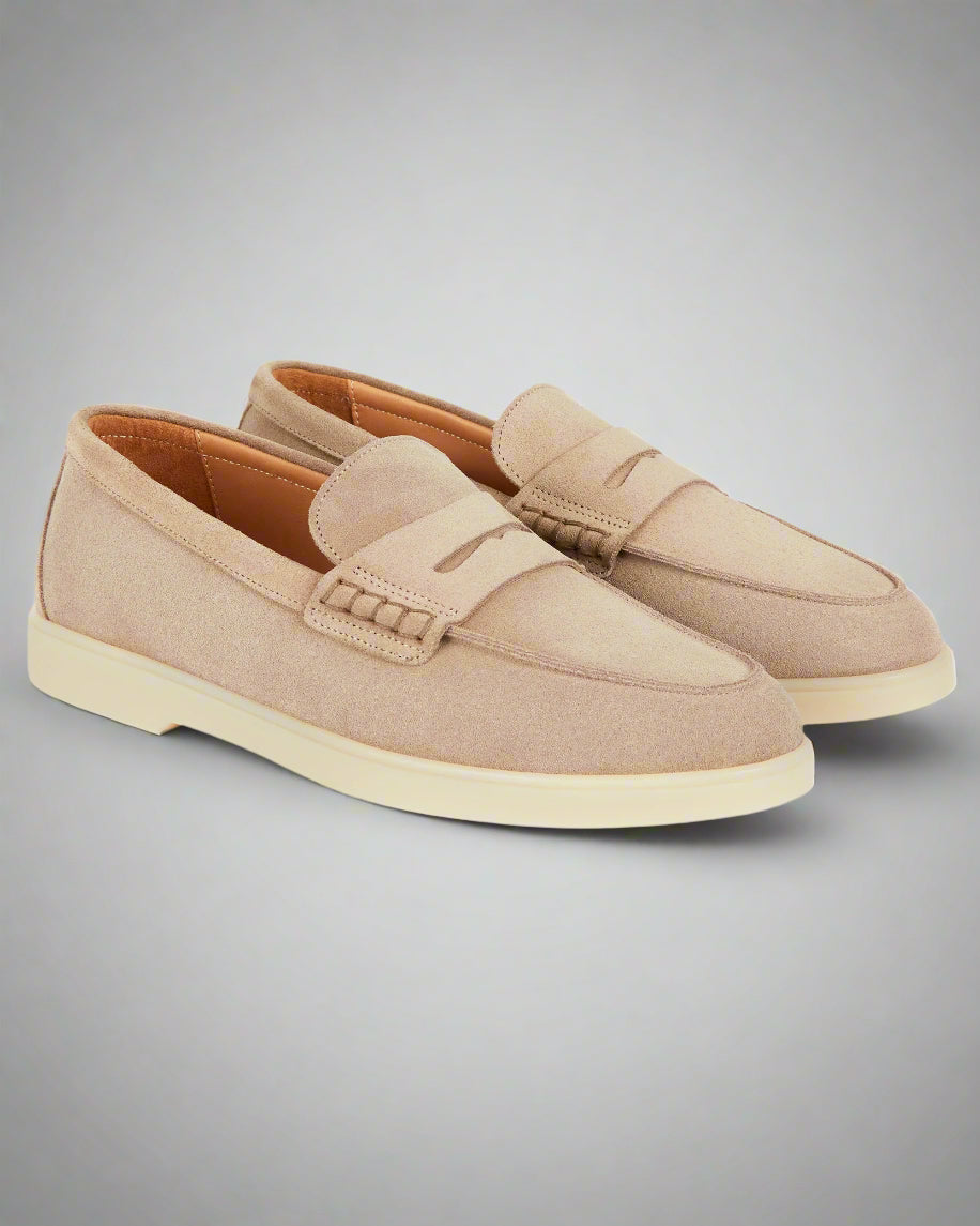 Vellano Ashmere Suede Loafers in Beige