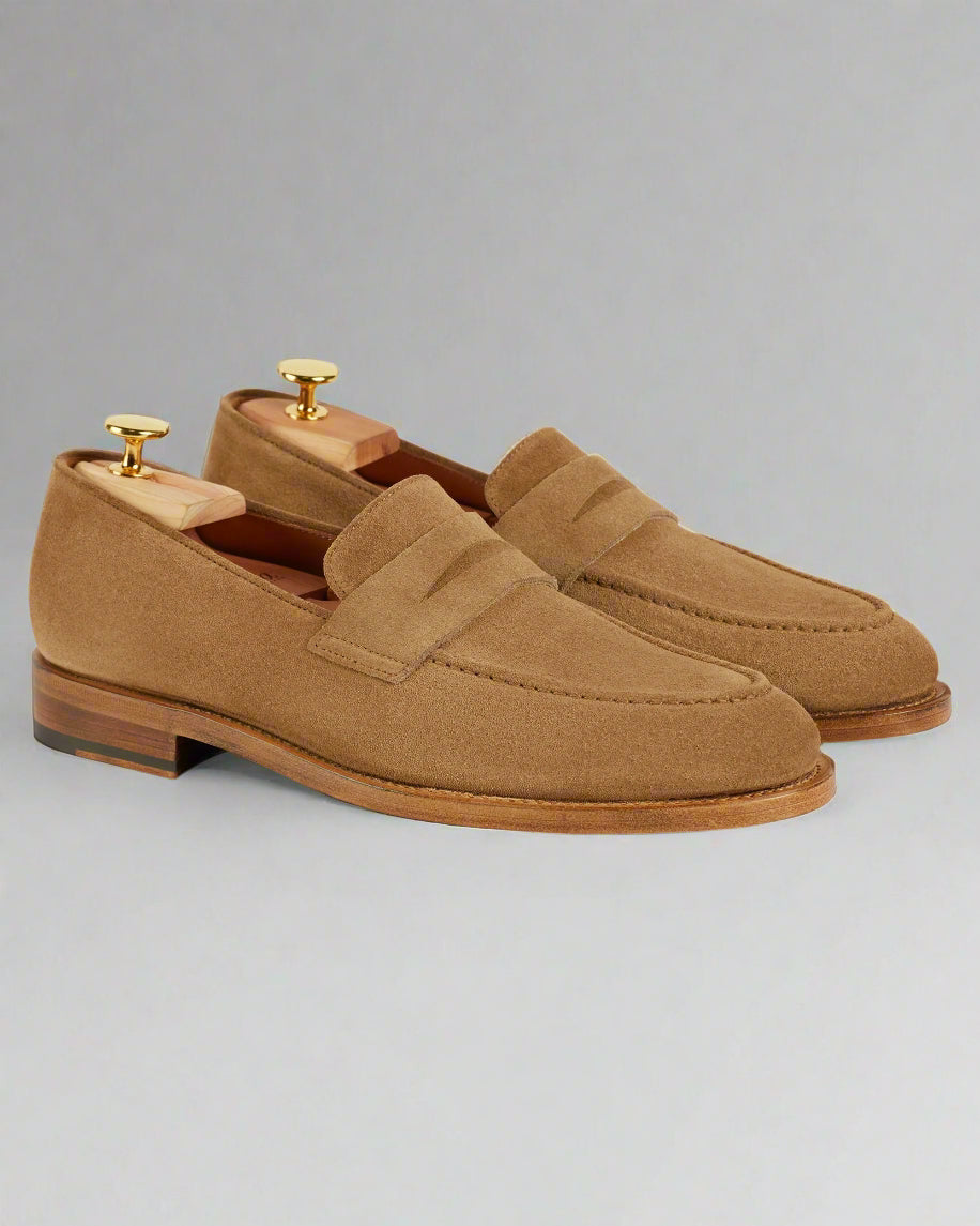 Vellano Harrowmere Sand Suede Penny Loafers