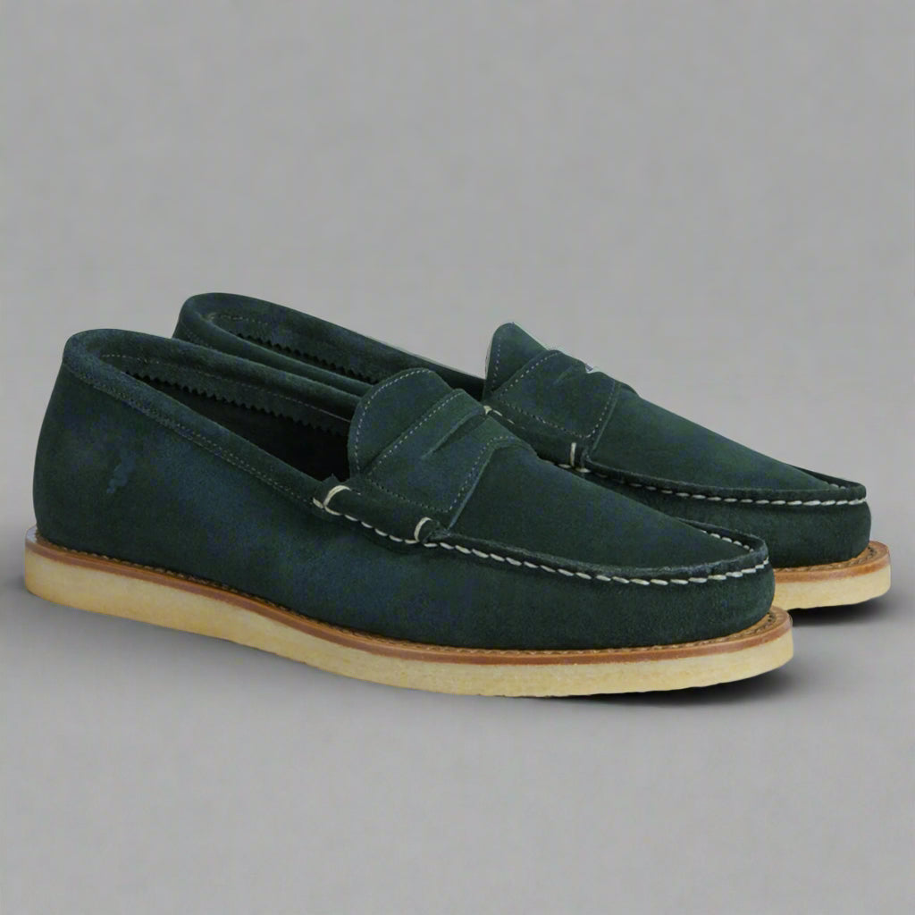 Vellano Green Suede Penny Loafers