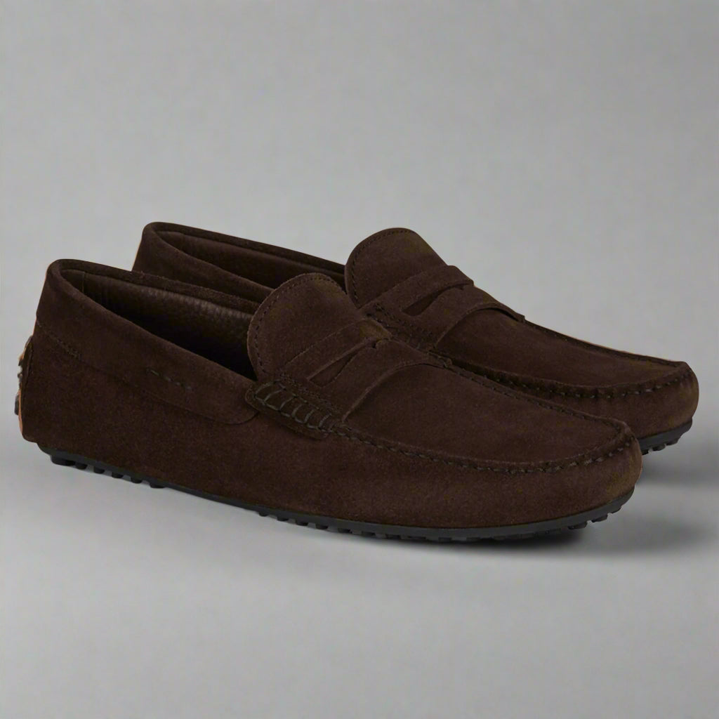 Vellano Eldwynd Dark Brown Suede Moccasins