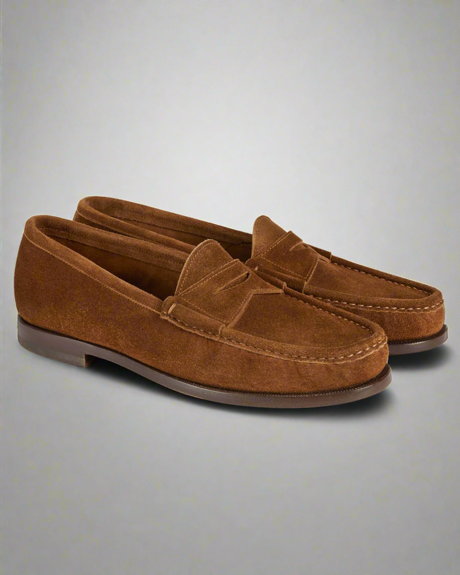 Vellano Tobacco Suede Penny Loafers