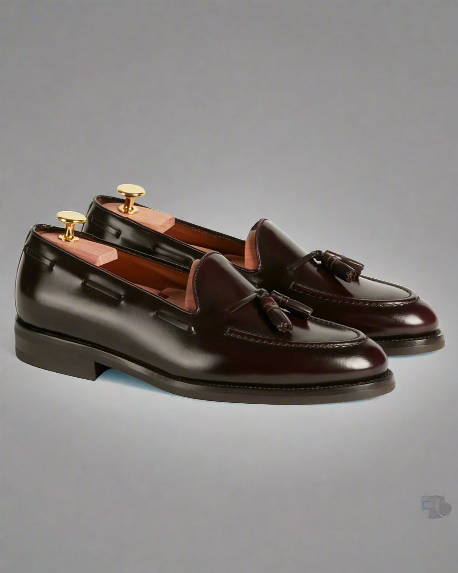Vellano Halverton Burgundy Brown Abraded Tassel Loafers