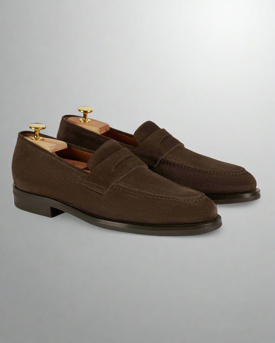 Vellano Harrowmere Tapered Dark Brown Suede Loafers