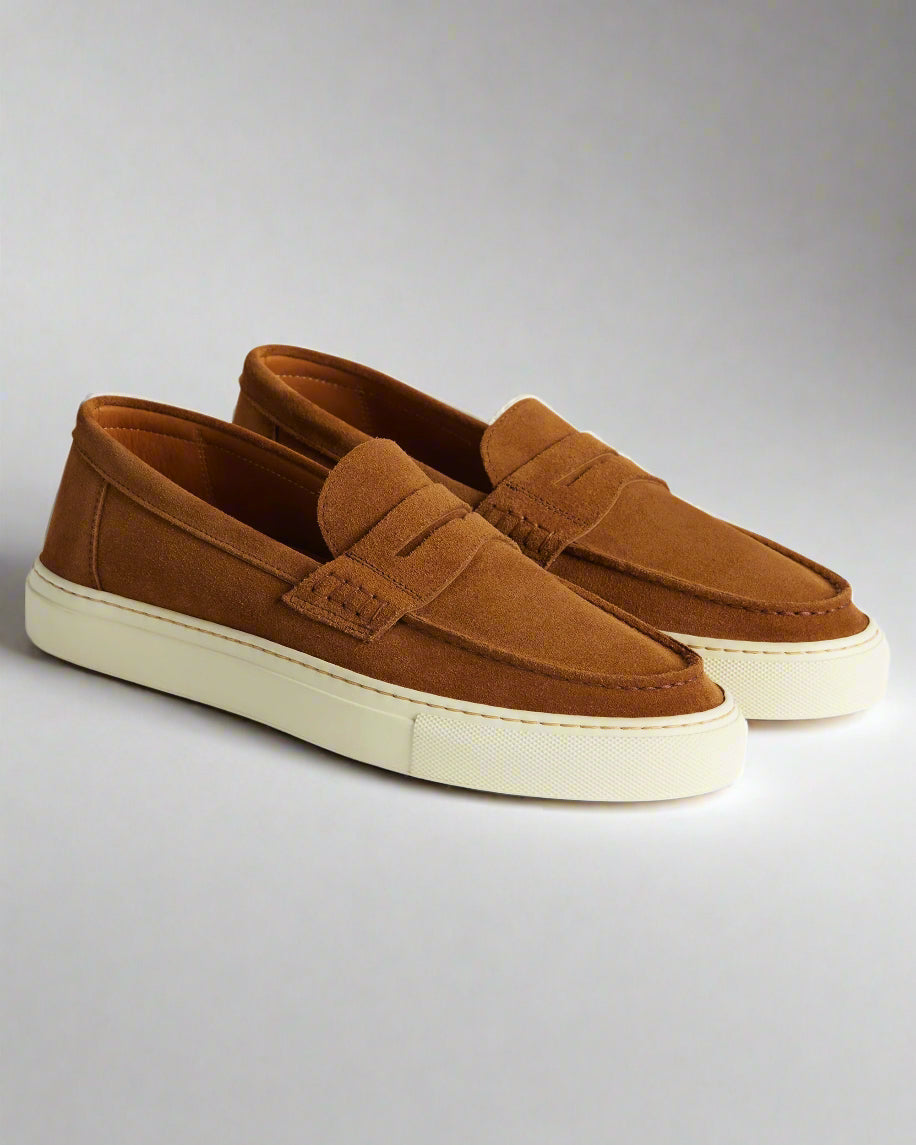 Vellano Marlewyn Suede Loafers in Tobacco Brown