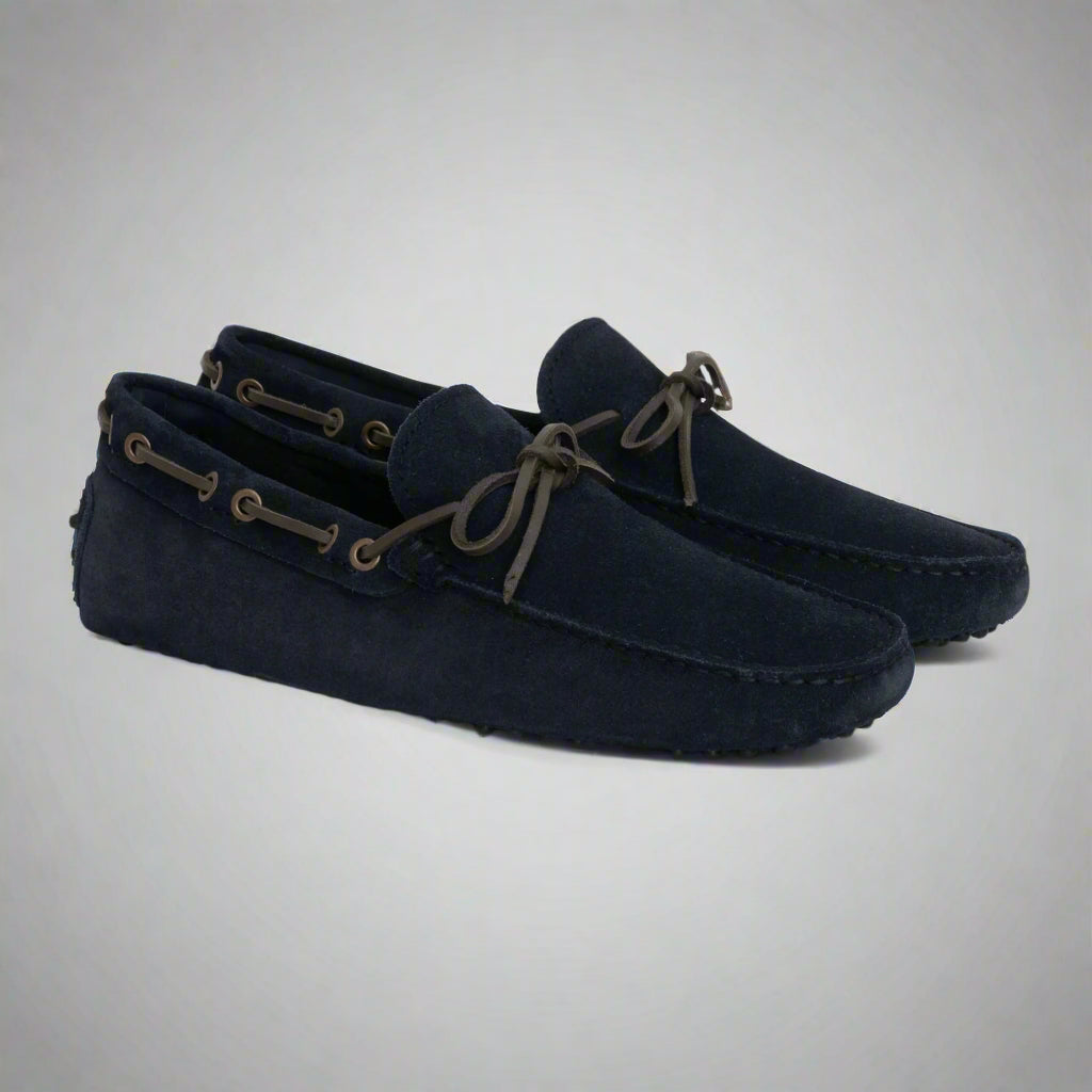 Vellano Eldwynd Two Tone Waterproof Suede Moccasins in Blue