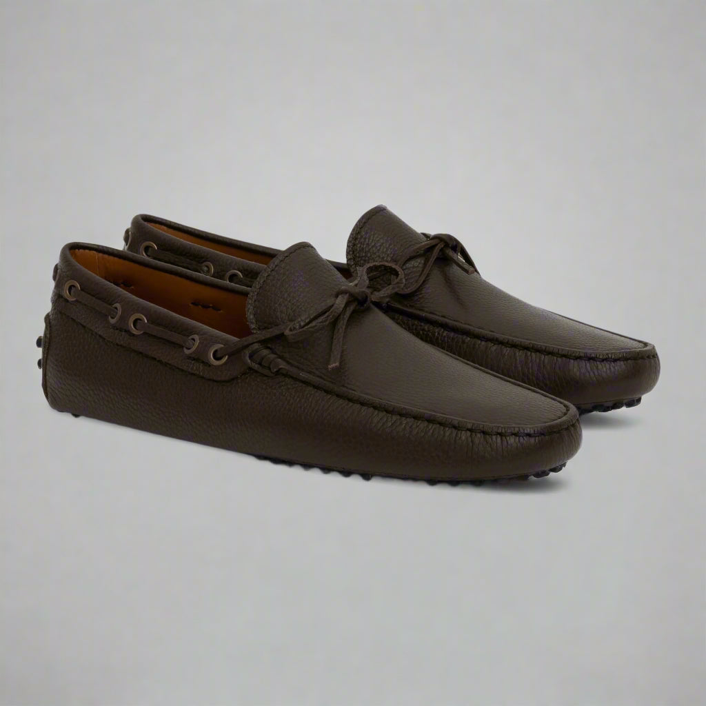 Vellano Eldwynd Tumbled Leather Moccasins in Vintage Dark Brown