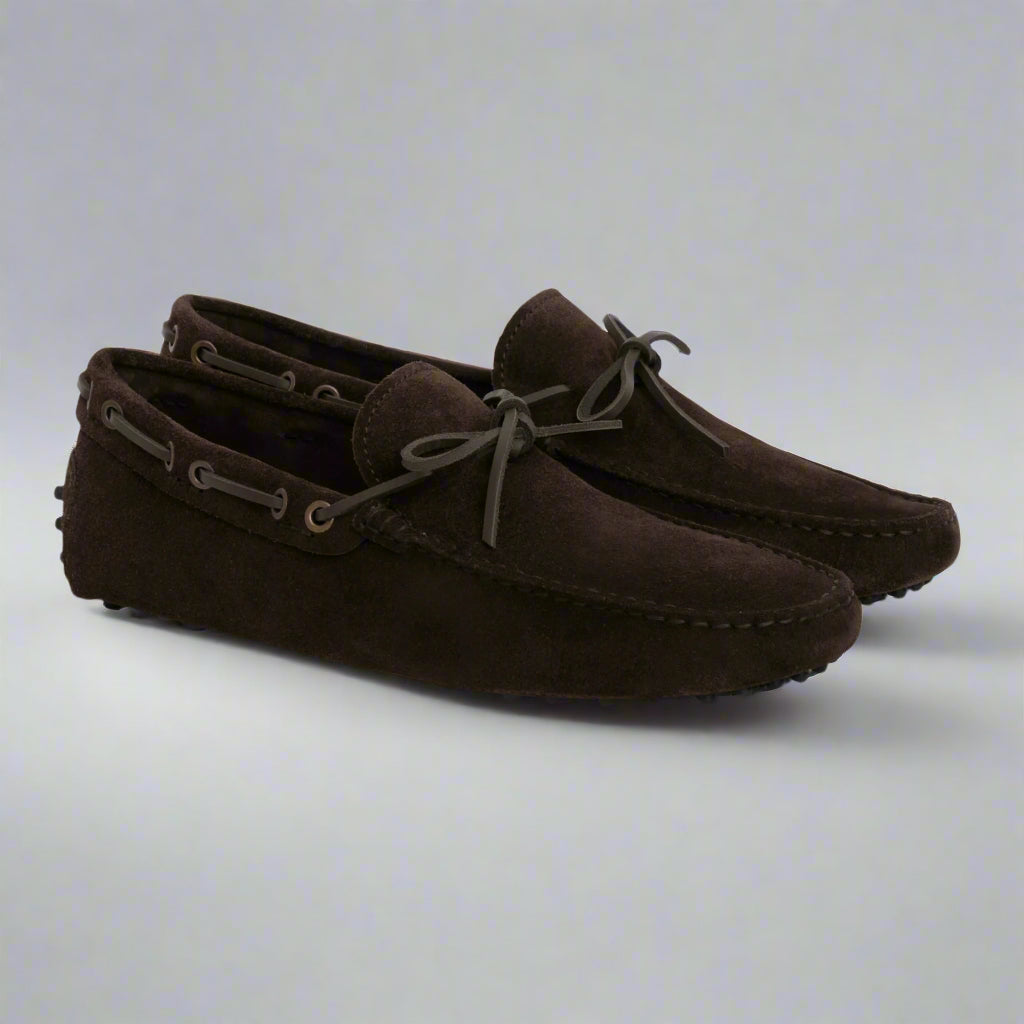 Vellano Eldwynd Waterproof Suede Moccasins in Dark Brown