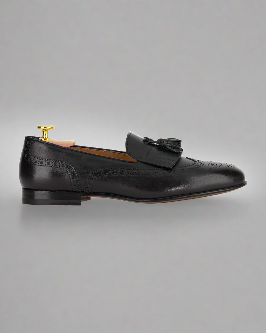 Vellano Marusee Black Antiqued Leather Loafers