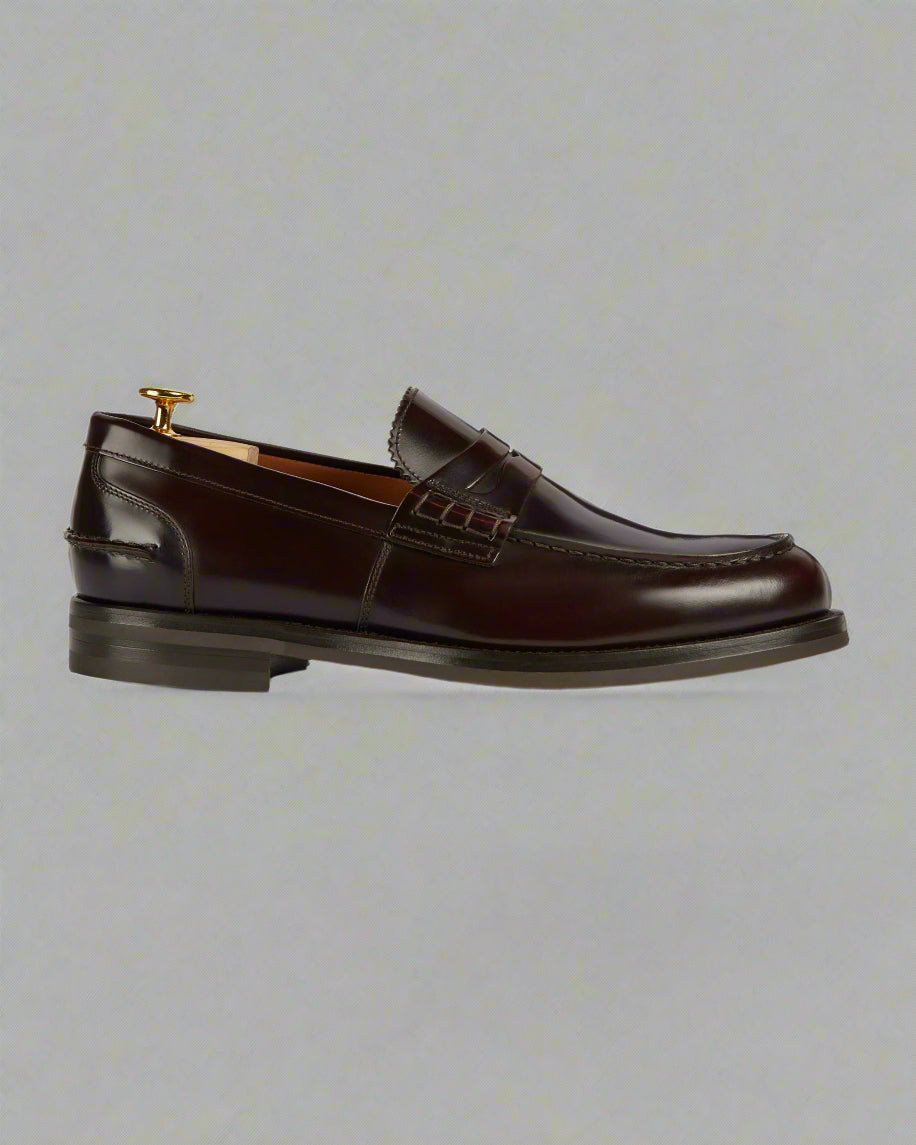 Vellano Harrowmere Abraded Leather Penny Loafers Burgundy