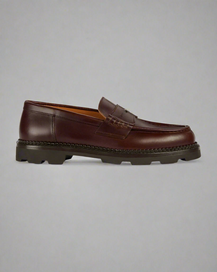 Vellano Stonewyld Lug Sole Penny Loafers Dark Brown