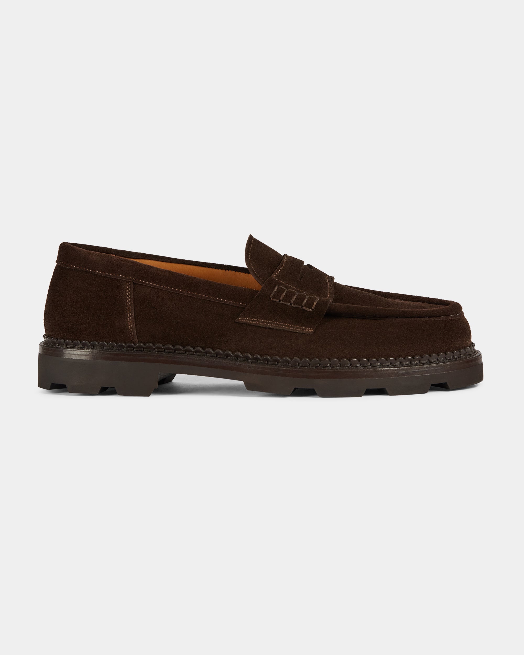 Vellano Ashmere Suede Penny Loafers Dark Brown