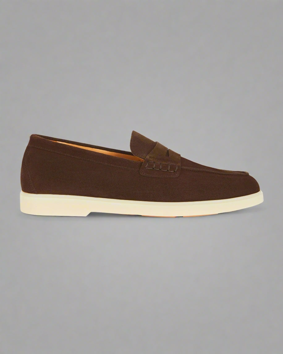 Vellano Ashmere Suede Loafers in Dark Brown