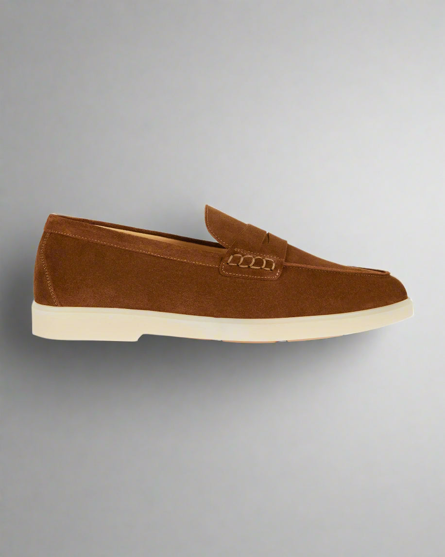 Vellano Ashmere Suede Loafers in Tobacco Brown