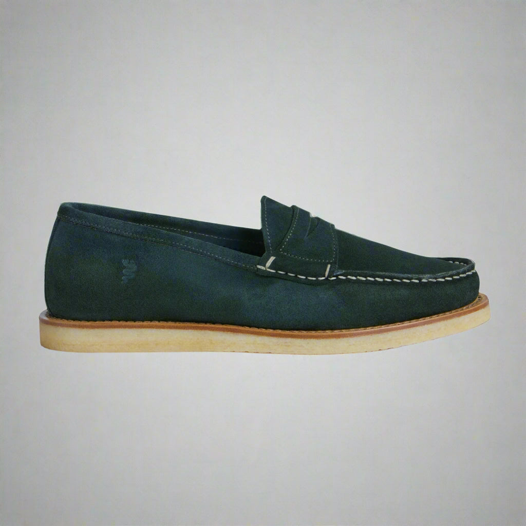 Vellano Green Suede Penny Loafers
