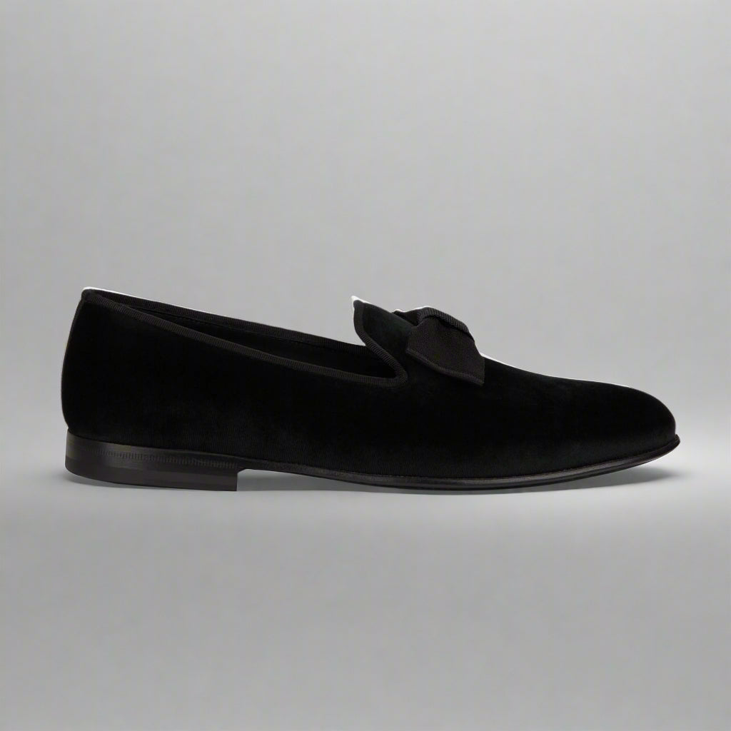 Vellano Merivale Black Velvet Belgian Loafers