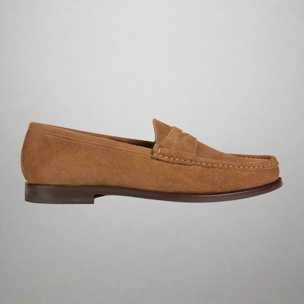 Vellano Beige Suede Penny Loafers