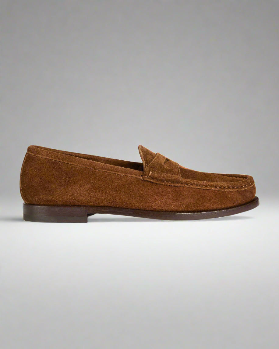 Vellano Tobacco Suede Penny Loafers