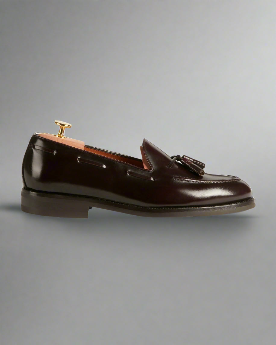 Vellano Halverton Burgundy Brown Abraded Tassel Loafers