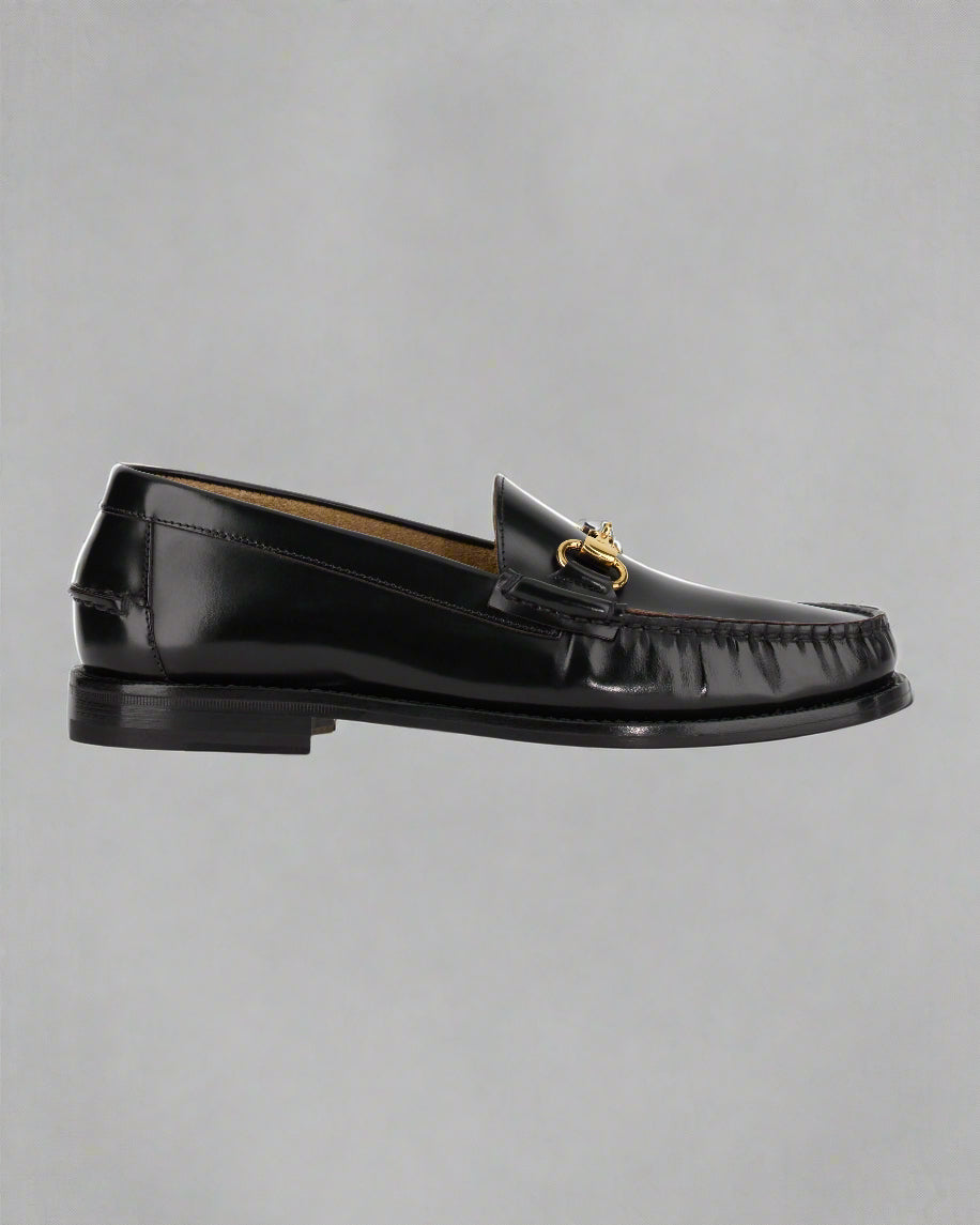 Vellano Black Bull Leather Loafers