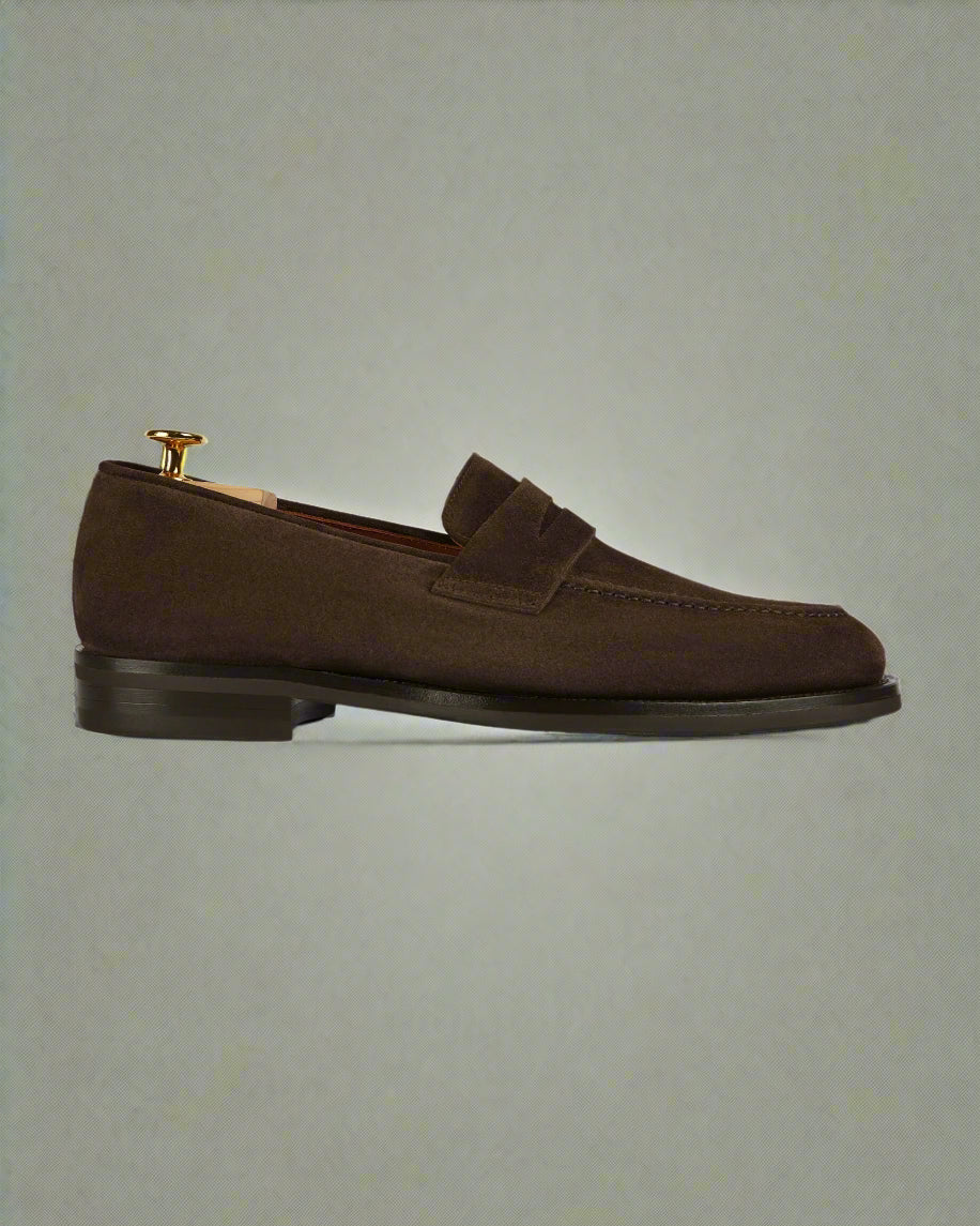 Vellano Harrowmere Tapered Dark Brown Suede Loafers