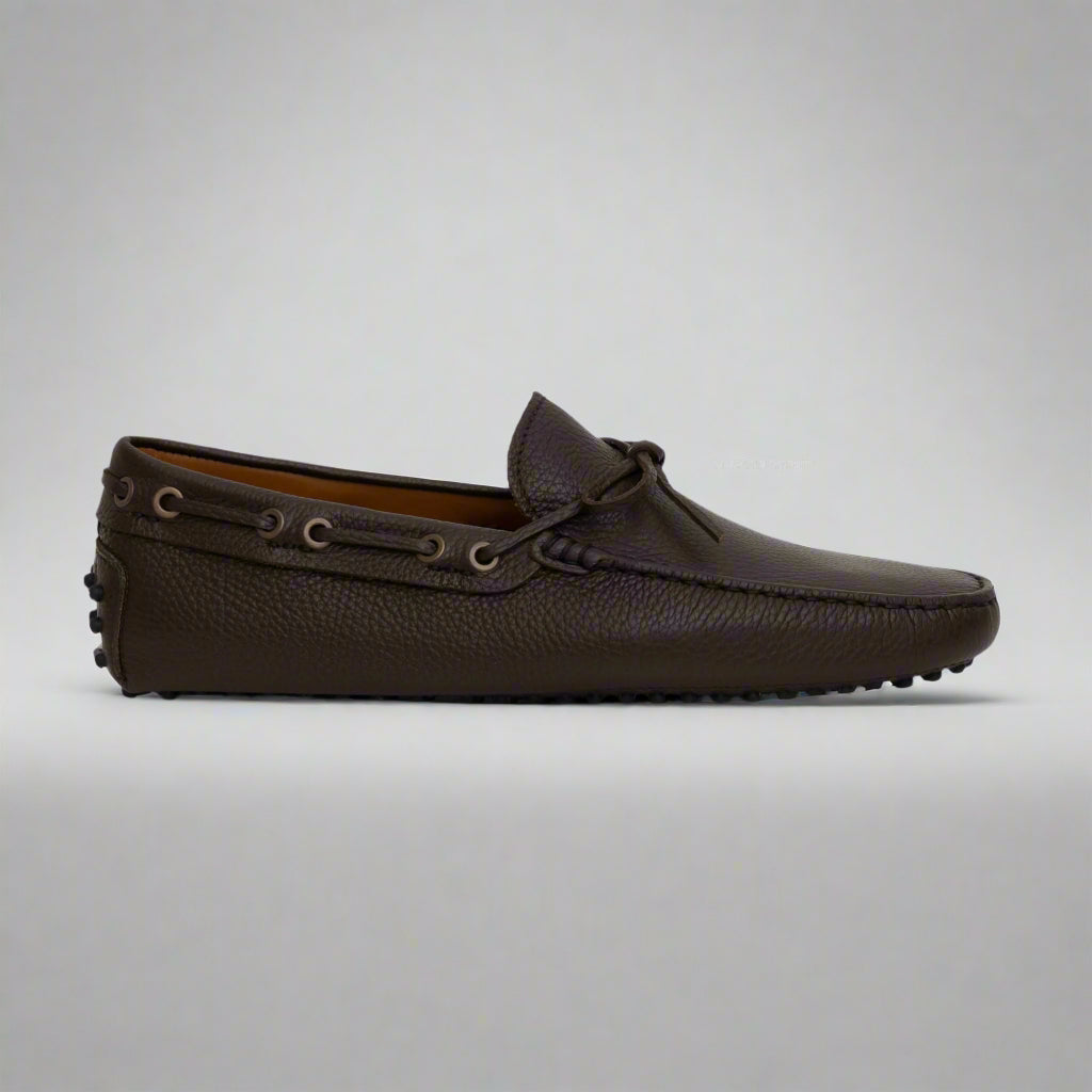 Vellano Eldwynd Tumbled Leather Moccasins in Vintage Dark Brown