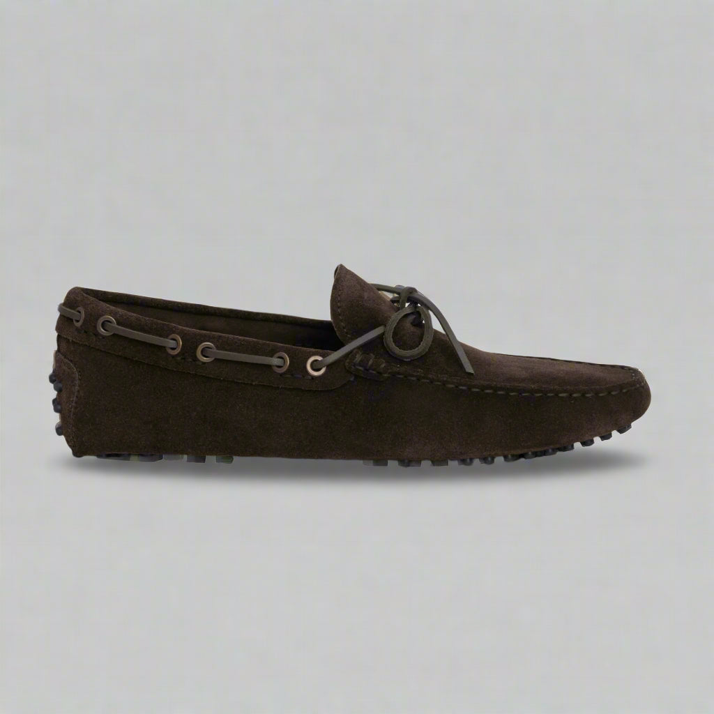 Vellano Eldwynd Waterproof Suede Moccasins in Dark Brown