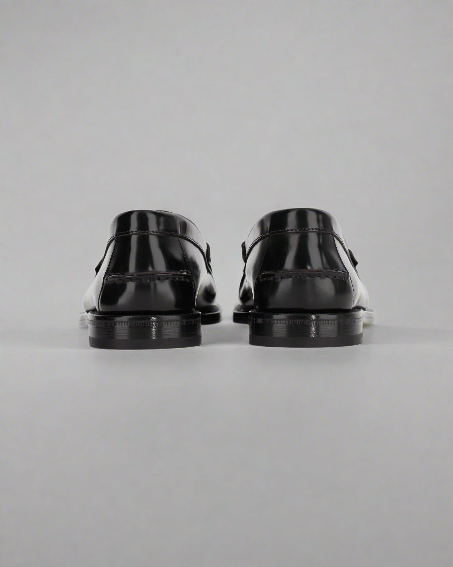 Vellano Black Bull Leather Loafers