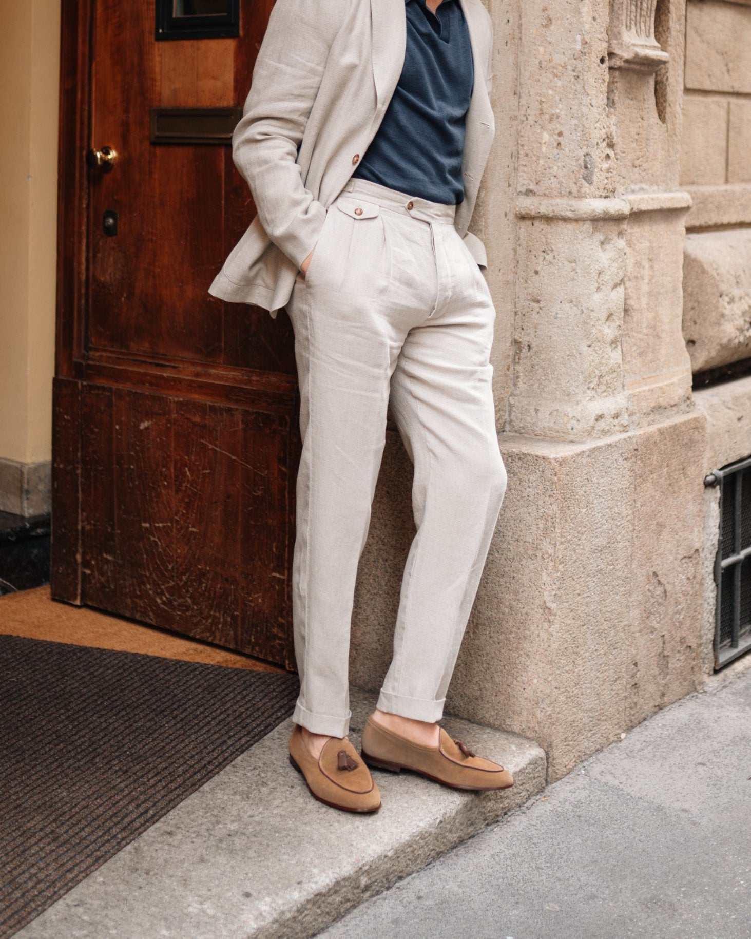 Vellano Bellagio Beige Suede Loafers