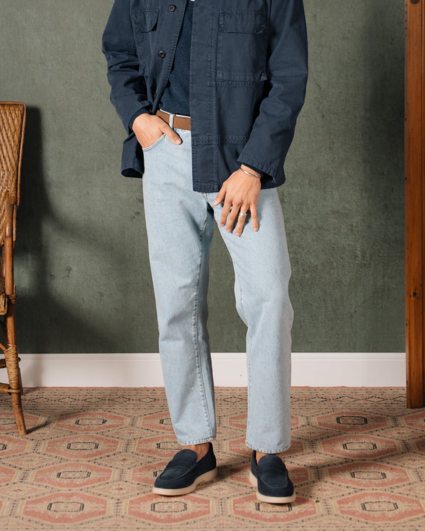 Vellano Ashmere Suede Loafers in Blue
