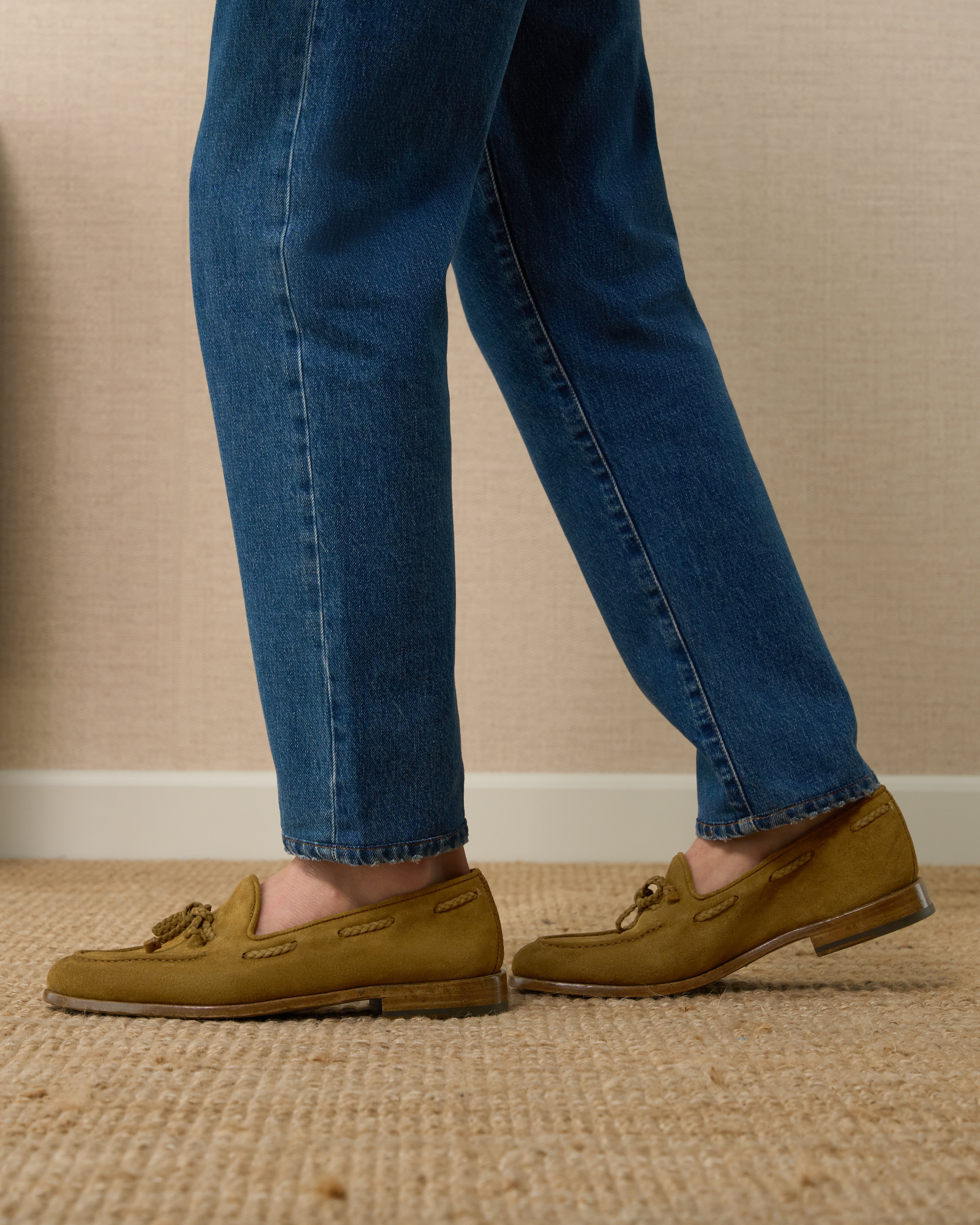 Vellano Tan Suede Tassel Loafers