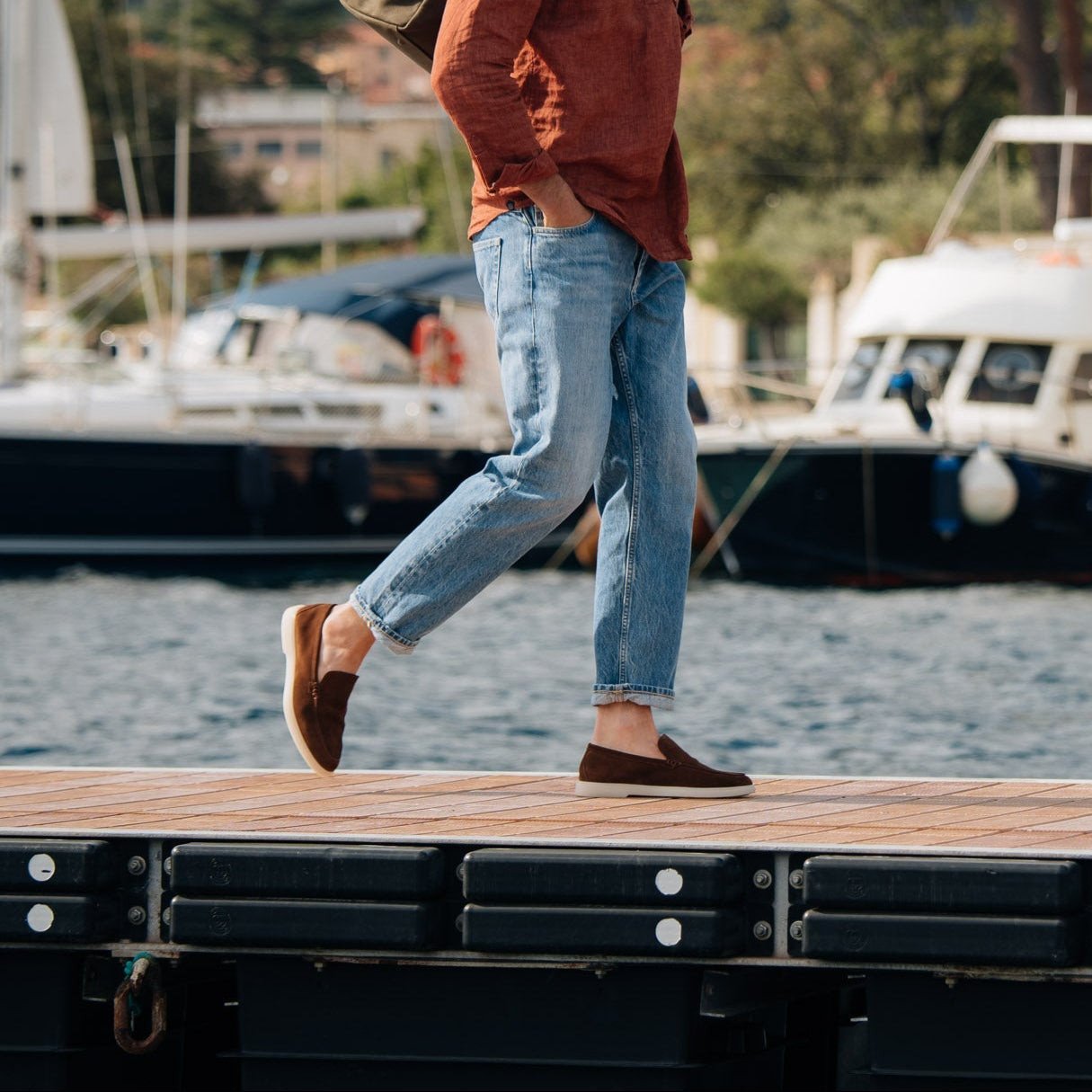 Vellano Calbridge Suede Loafers in Tobacco Brown