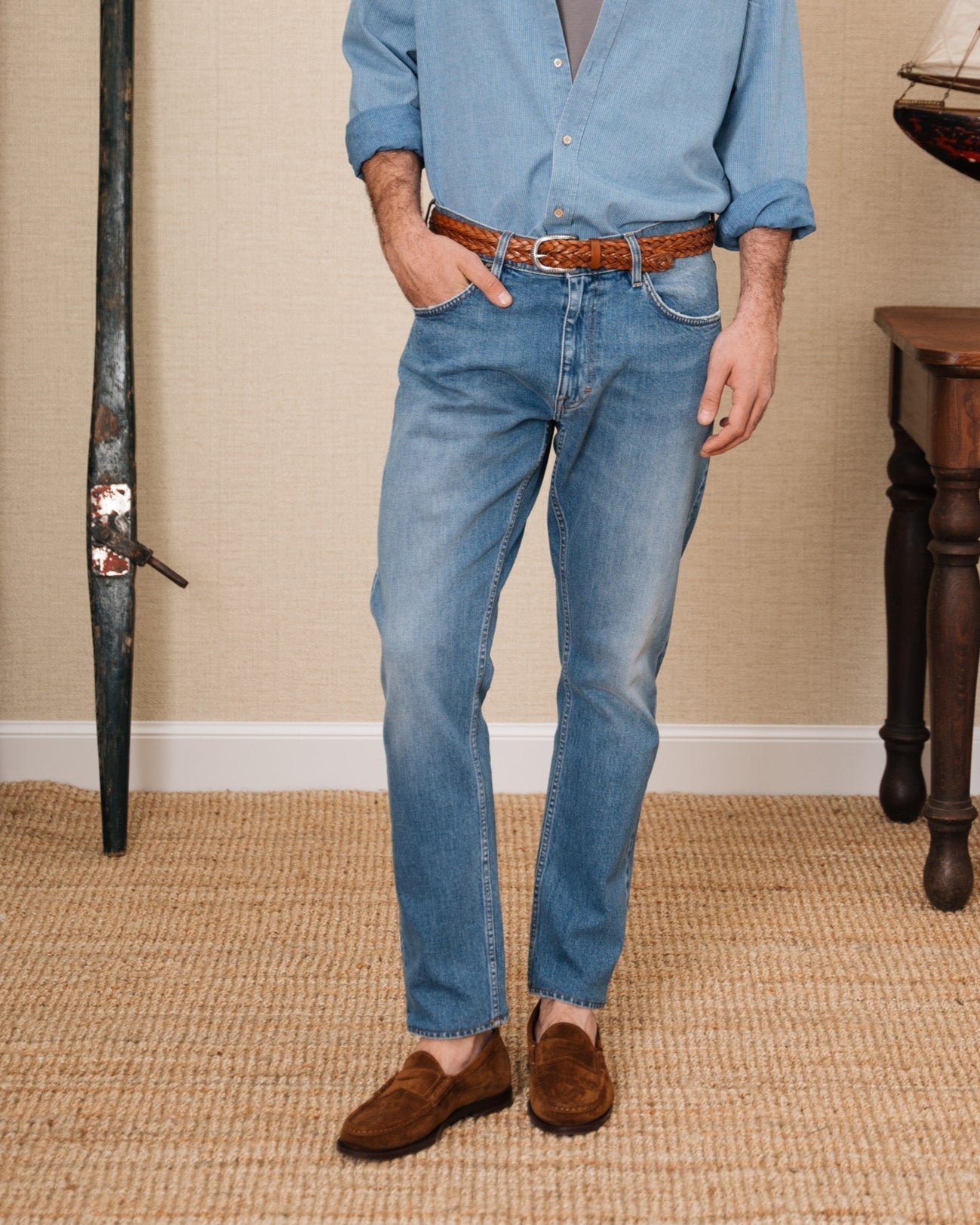 Vellano Tobacco Suede Penny Loafers