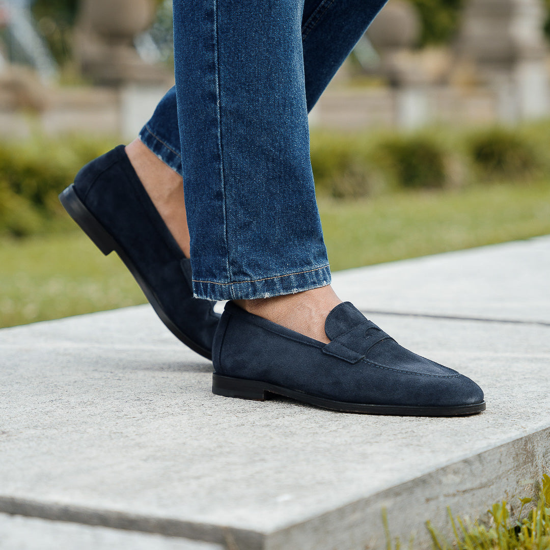 Vellano Pattee Blue Suede Loafers