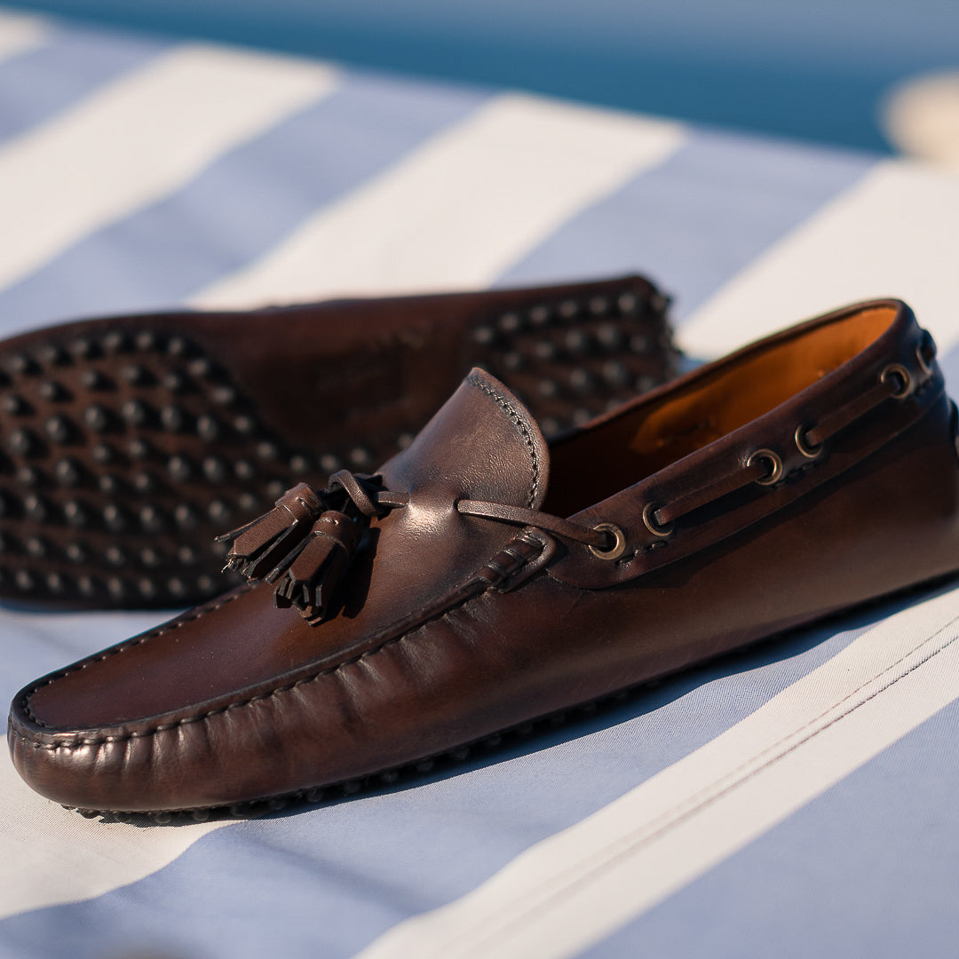 Vellano Eldwynd Tassel Moccasins in Dark Brown
