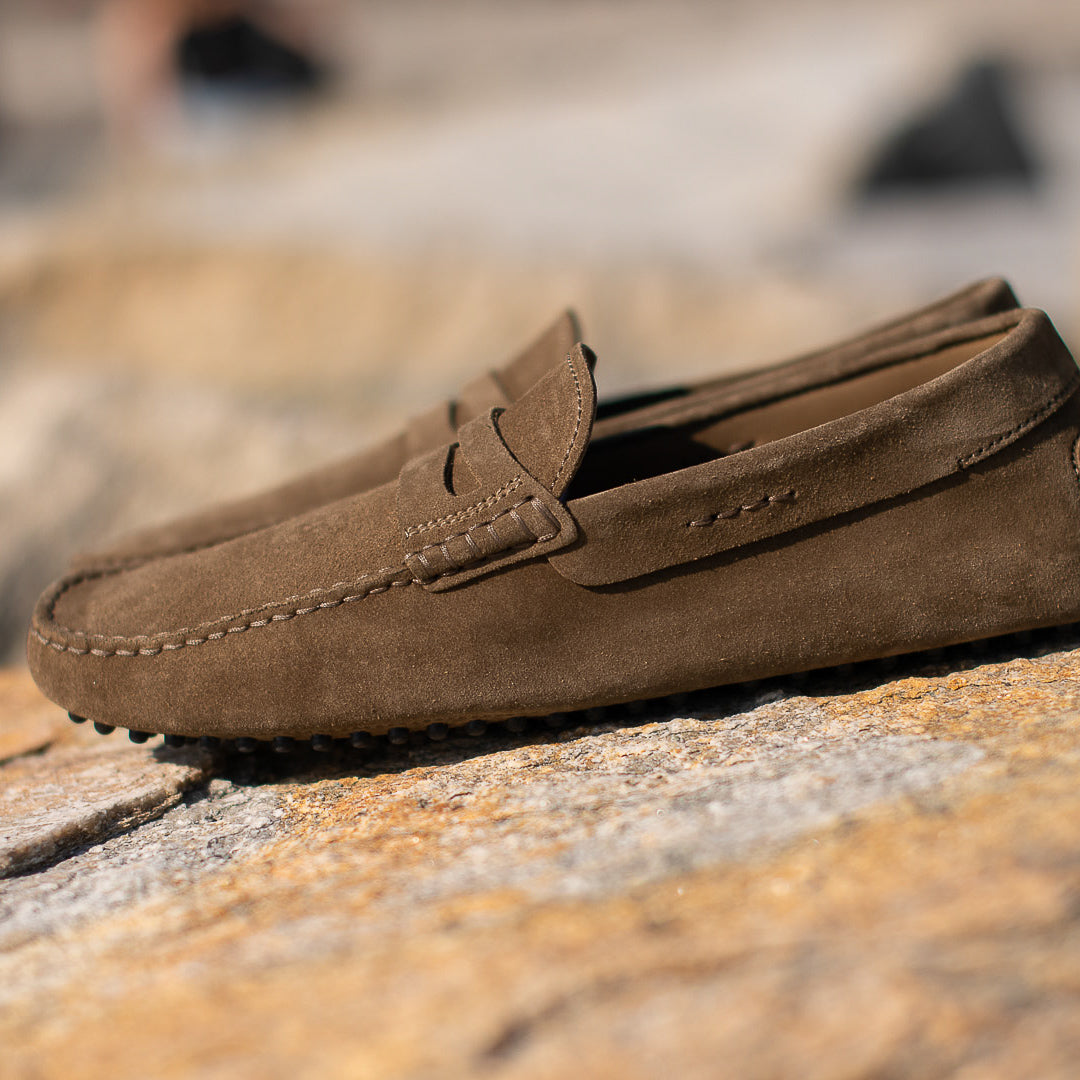 Vellano Eldwynd Beige Suede Penny Moccasins