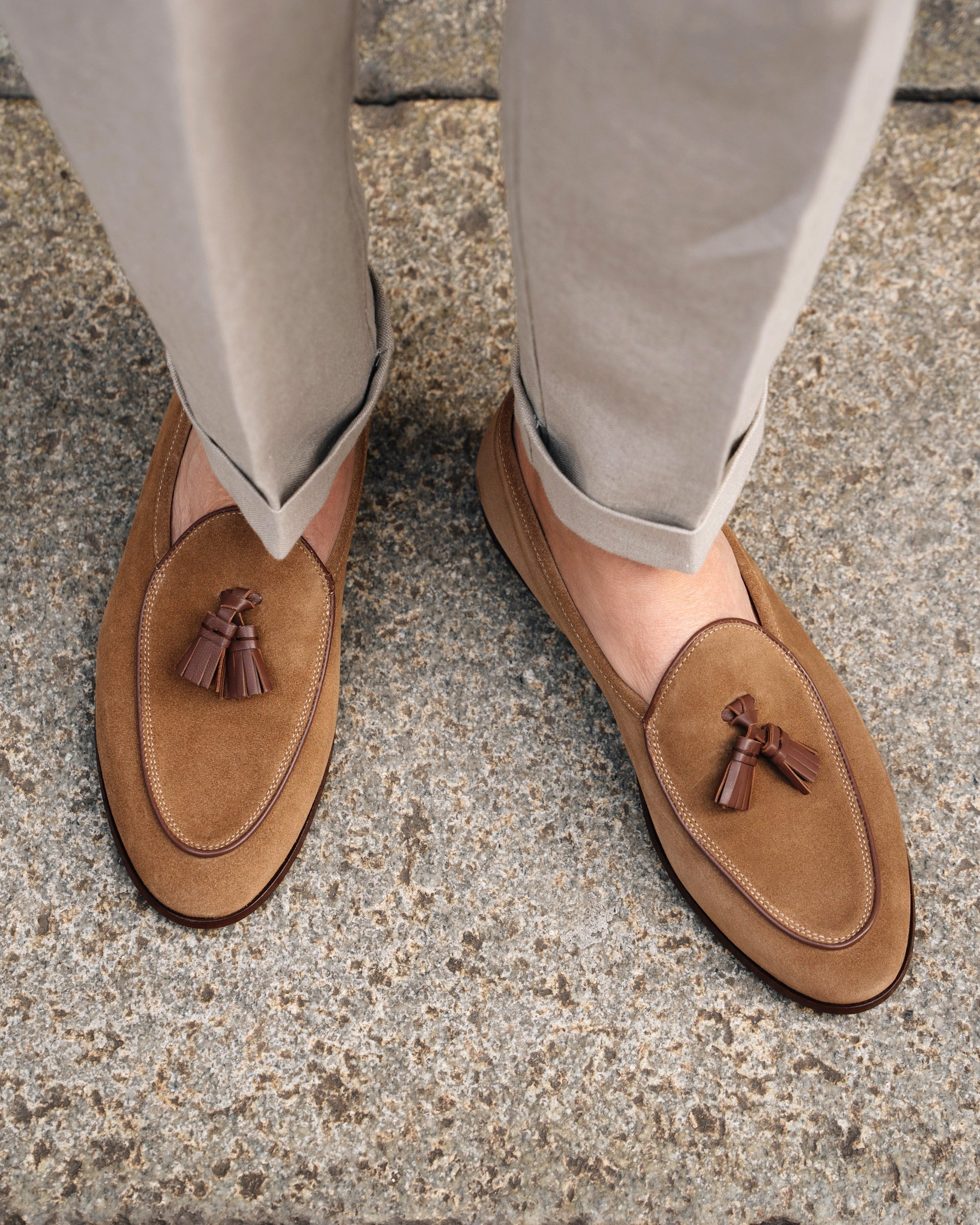 Vellano Bellagio Beige Suede Loafers