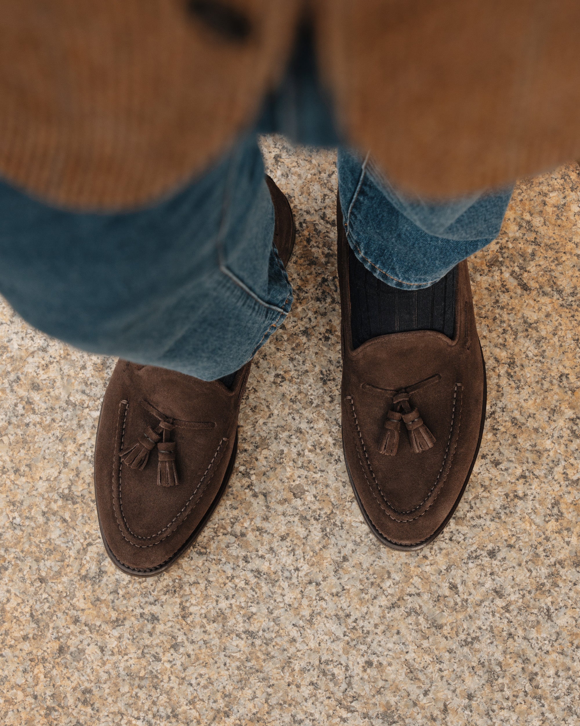 Vellano Halverton Dark Brown Suede Tassel Loafers